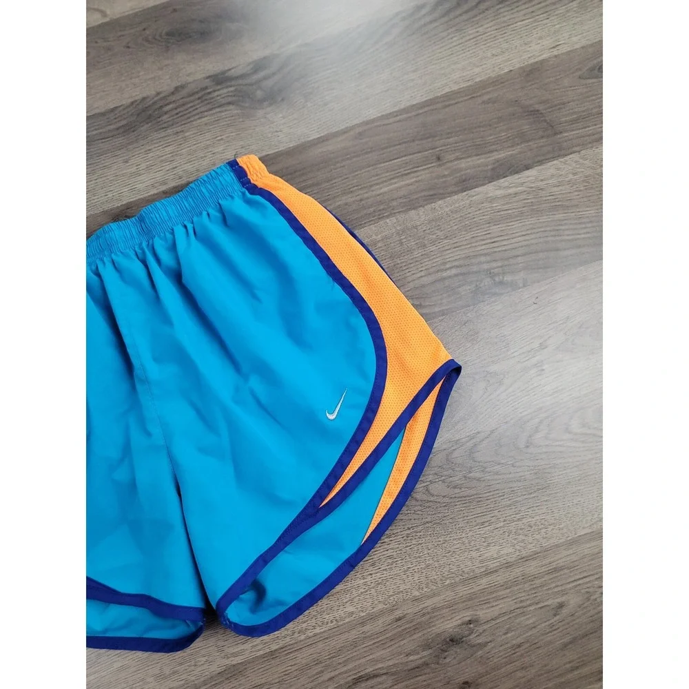 Nike Running Shorts Womens Dri-Fit Brief Lined Tempo Shorts Small Blue 3'' Logo